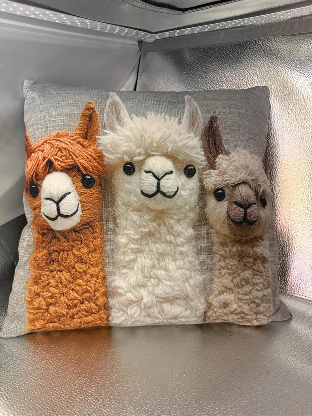 Alpaca Trio Decorative Throw Pillow Cover- Orange, Cream & Tan